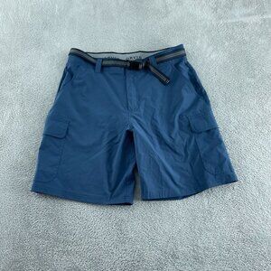 Orvis Mens Cargo Shorts With Built-In Belt Size 32 Blue Stretch Polyester 3925